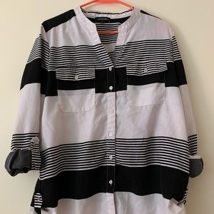 Notations Buttoned Striped Blouse (Size L)